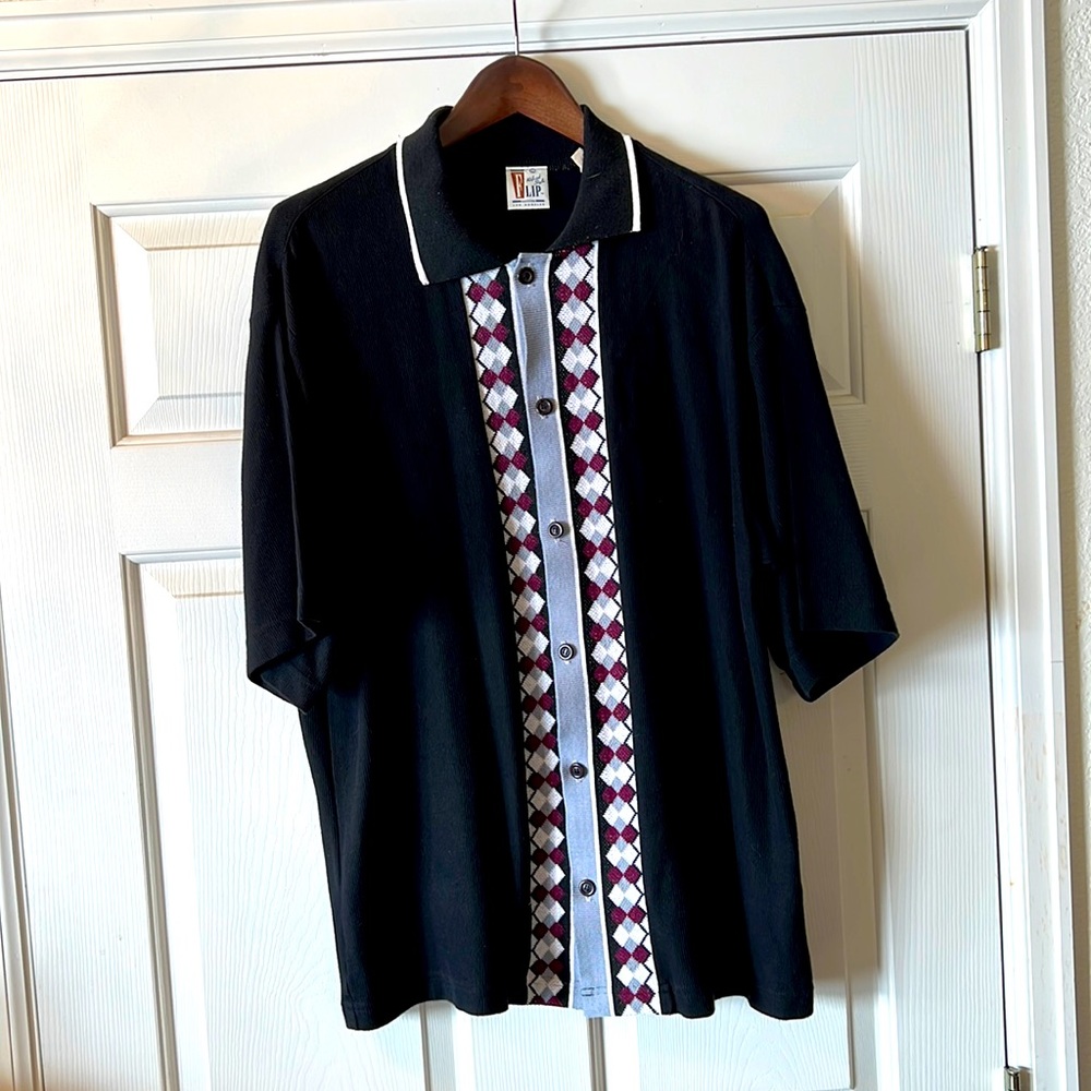 Flip large black button up shirt